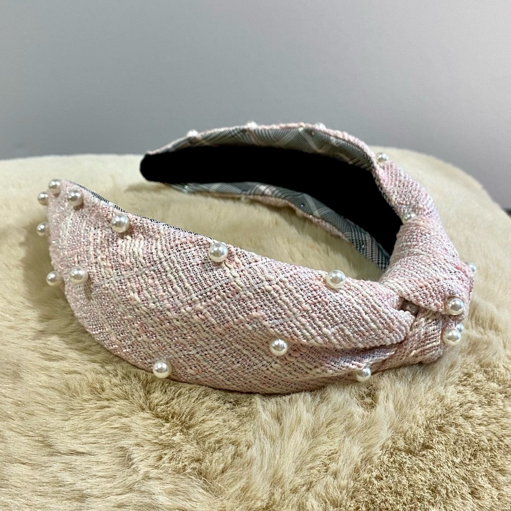 Elegant Pink Pearl-Embellished Headband - Picture 2 of 4